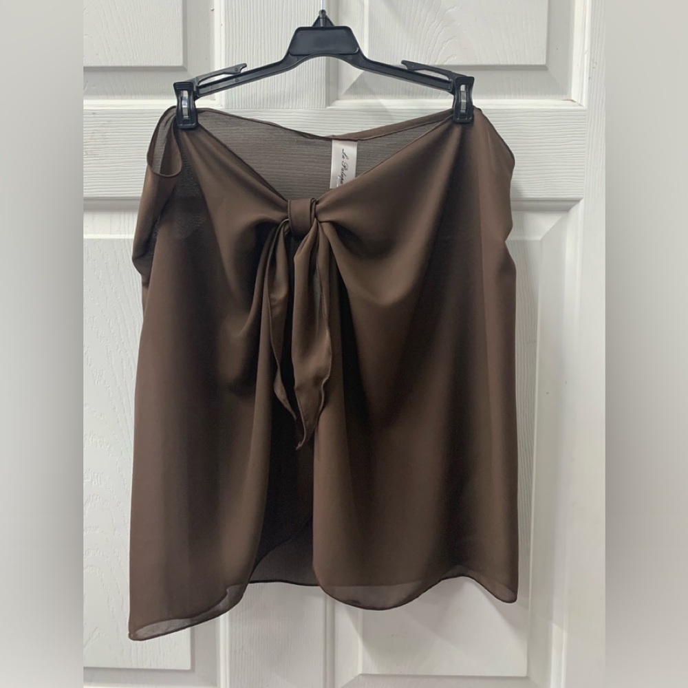 NWT short Georgette cover-up sarong skirt one size & plus size 101-G brown